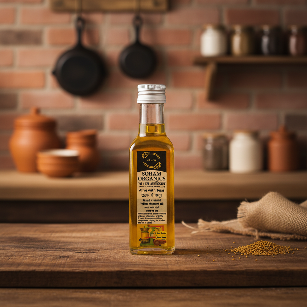 100 % Wood Pressed Yellow Mustard Oil  TRIAL Glass Bottle(100ml)