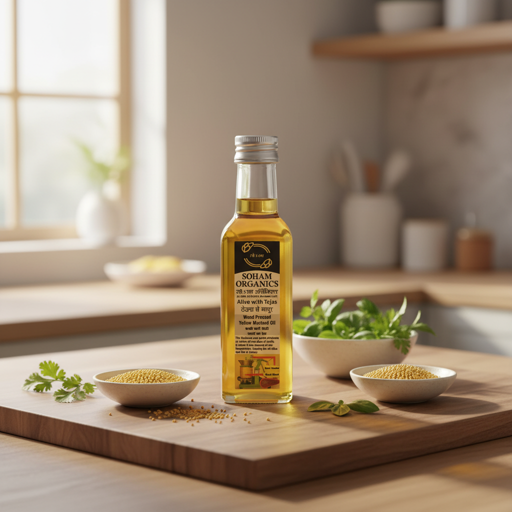 100 % Wood Pressed Yellow Mustard Oil  TRIAL Glass Bottle(100ml)